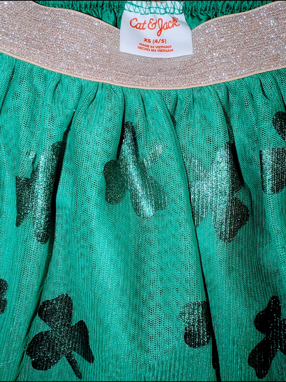 Cat & Jack Teal Tulle Skater Skirt with Gold Waistband - Picture 2 of 2